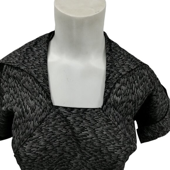 Vintage 50s Pinup Metallic Fit & Flare Dress Size S? Silver Black Party A-line - Picture 6 of 11